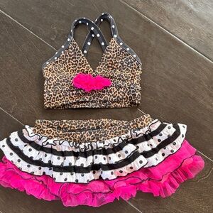Chic Leopard Kids Bikini with Pink and Black Details